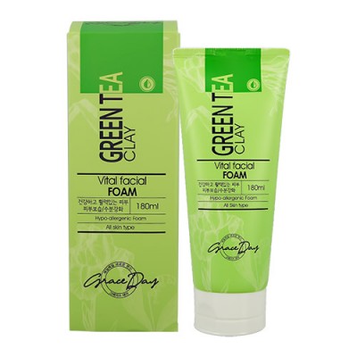 Пенка для умывания лица Green Tea Clay Fresh Facial Foam с экстрактом зеленого чая и белой глины, 180 ml