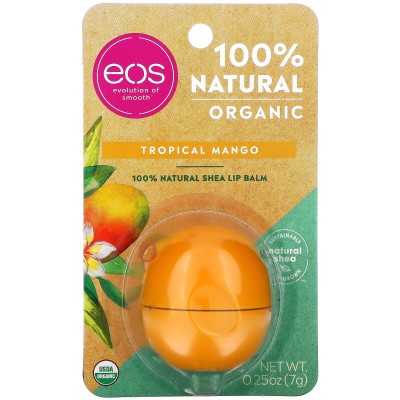 EOS, 100% органический натуральный бальзам для губ с маслом ши, тропическое манго, 7 г 