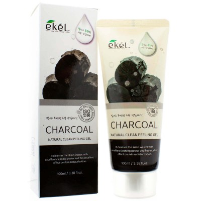 Charcoal Natural Clean Peeling Gel Пилинг-скатка для лица с древесным углём Ekel, 100 ml