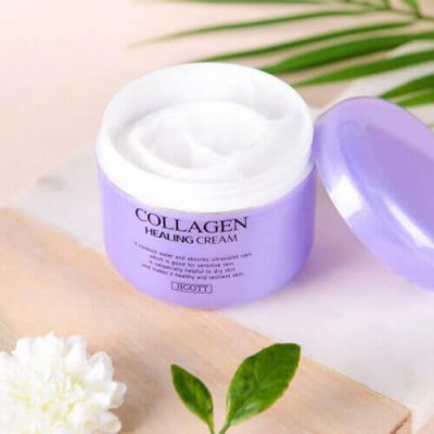 Питательный крем для лица с коллагеном Jigott Collagen Healing Cream 